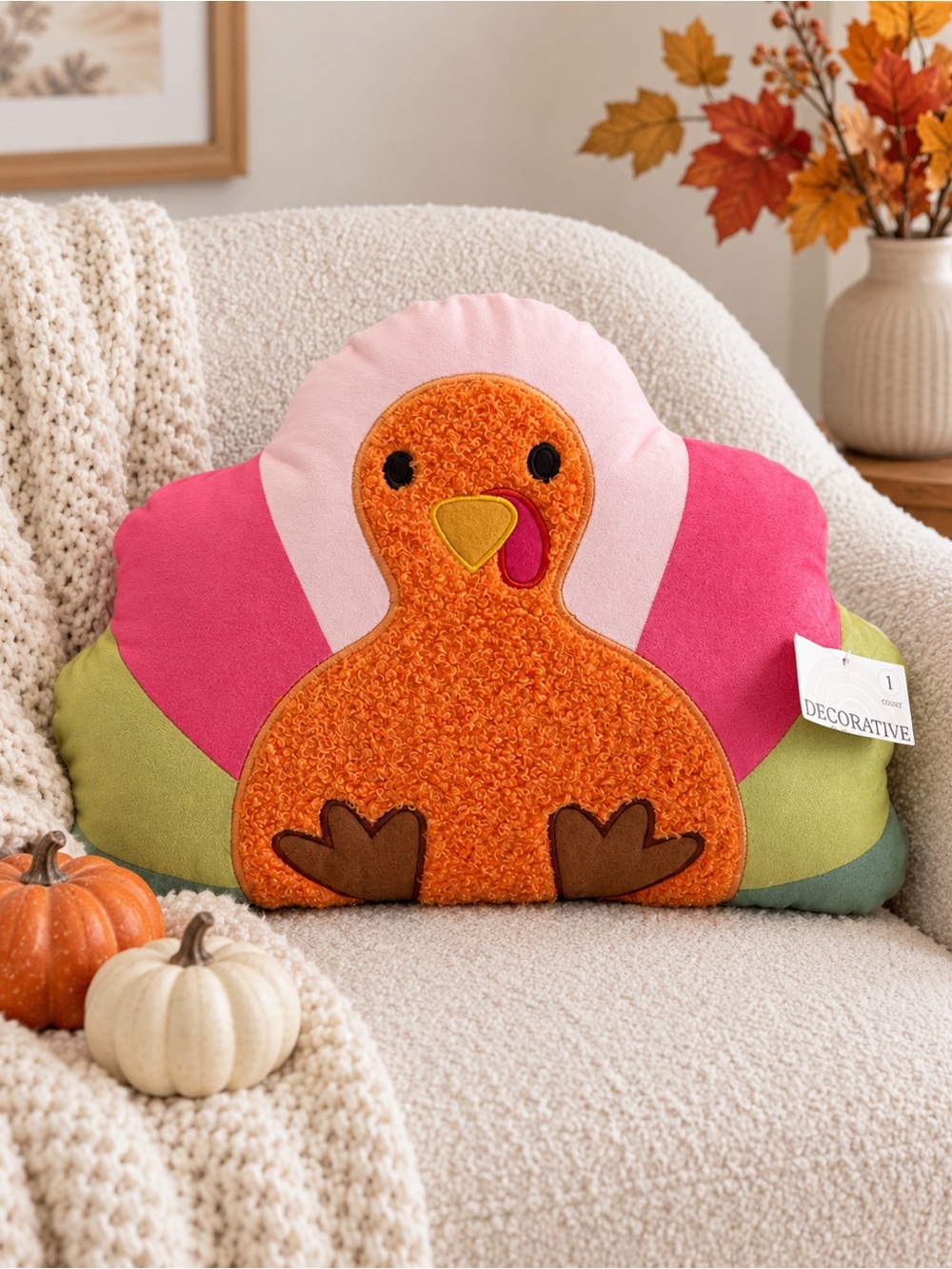 NWT Target Colorful Turkey Thanksgiving Decorative Pillow